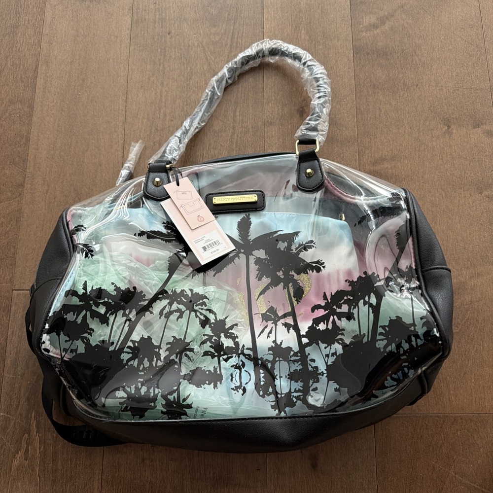 Juicy Couture Clear Translucent Tote Bag - Extra Large (Palm Tree Tie-Dye)